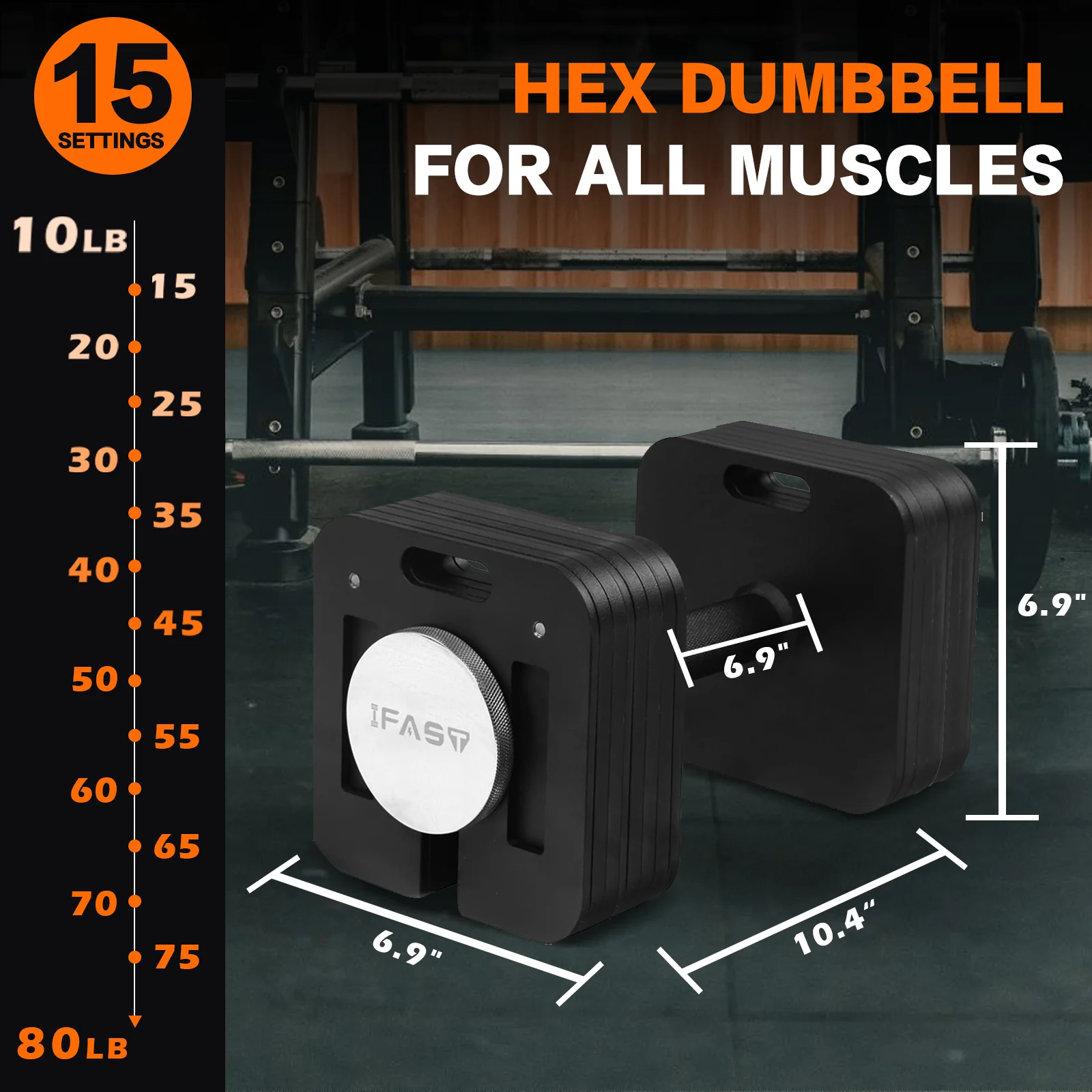 IFAST Quick-Lock Adjustable Dumbbells 50/80LB - Image 8