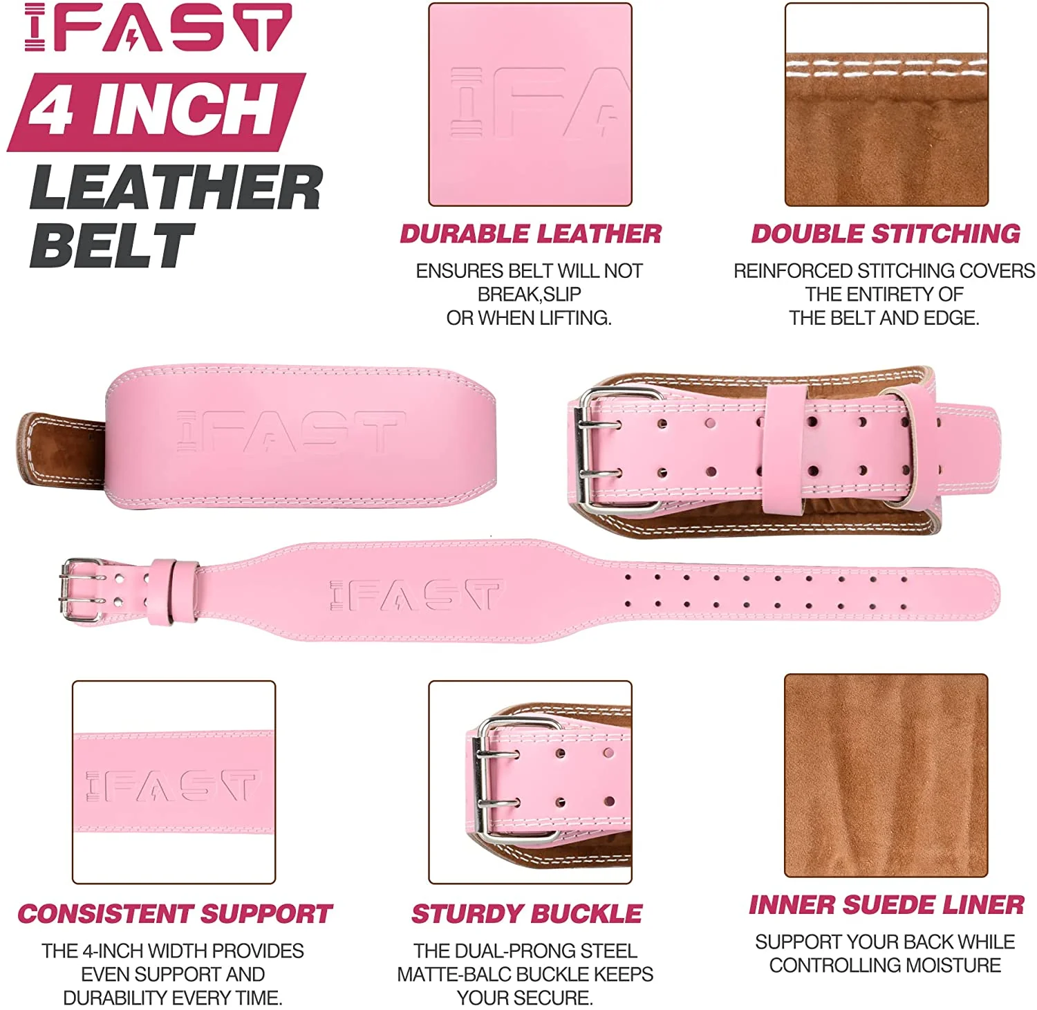IFAST Leather Weight Lifting Belt - Image 3