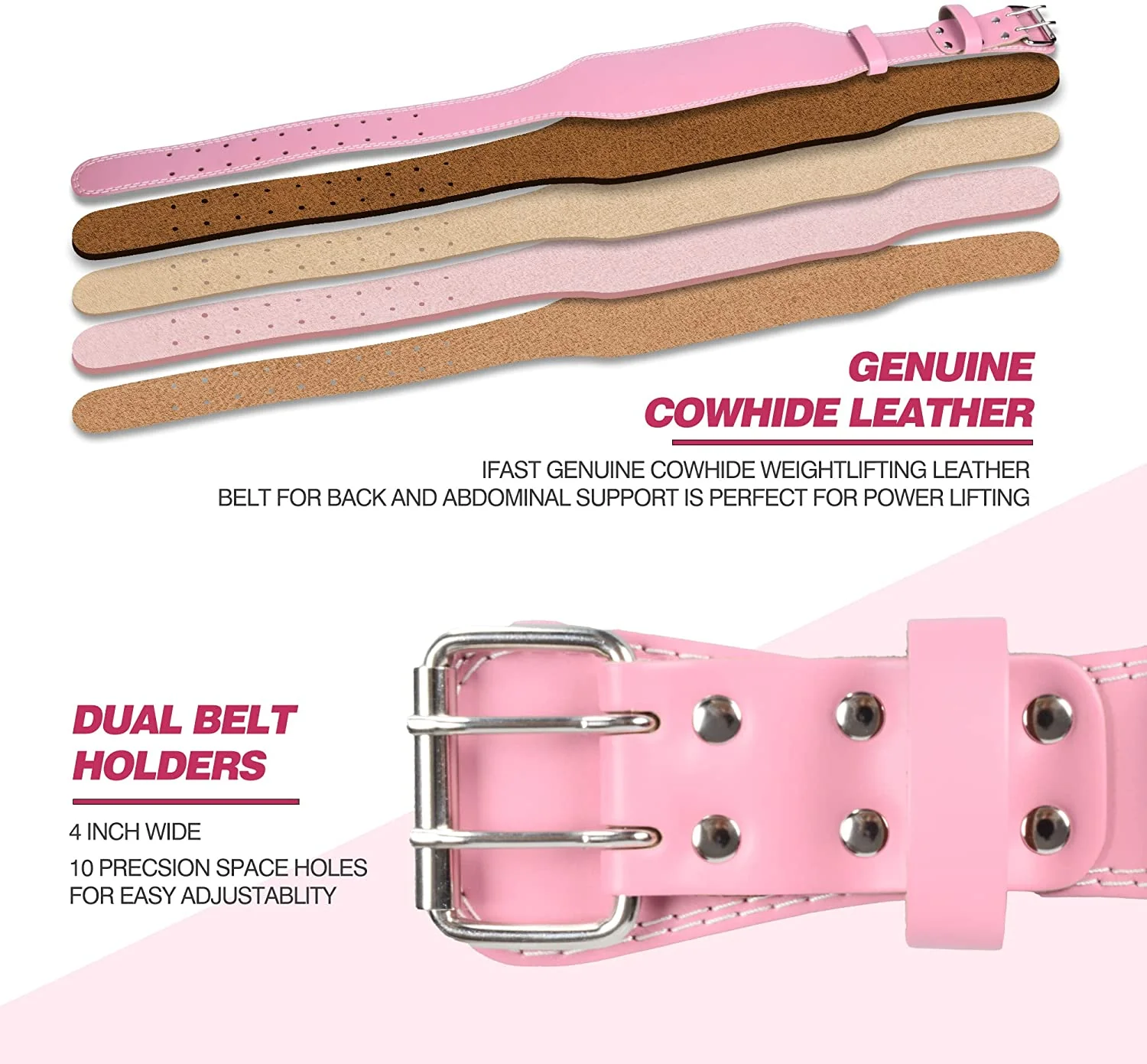 IFAST Leather Weight Lifting Belt - Image 4