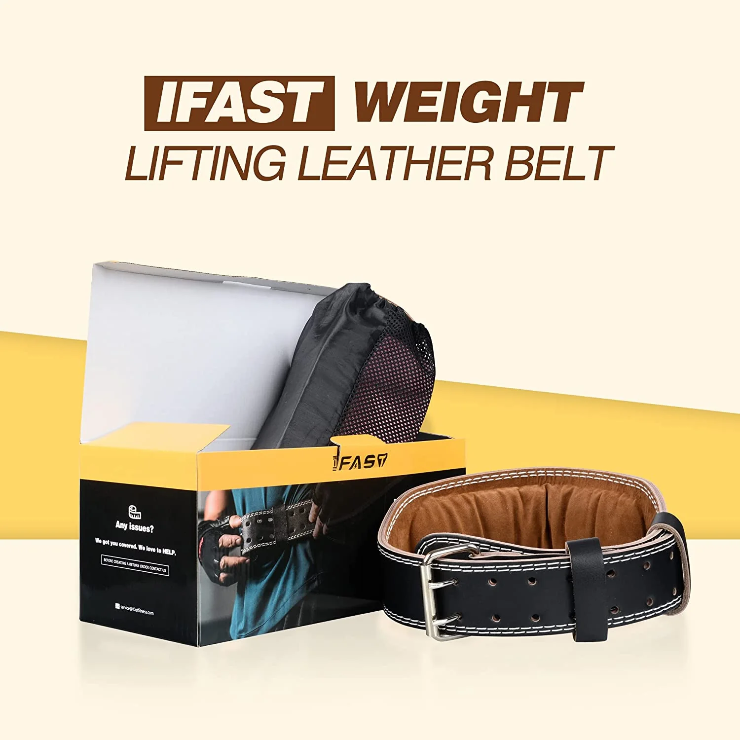 IFAST Leather Weight Lifting Belt - Image 8