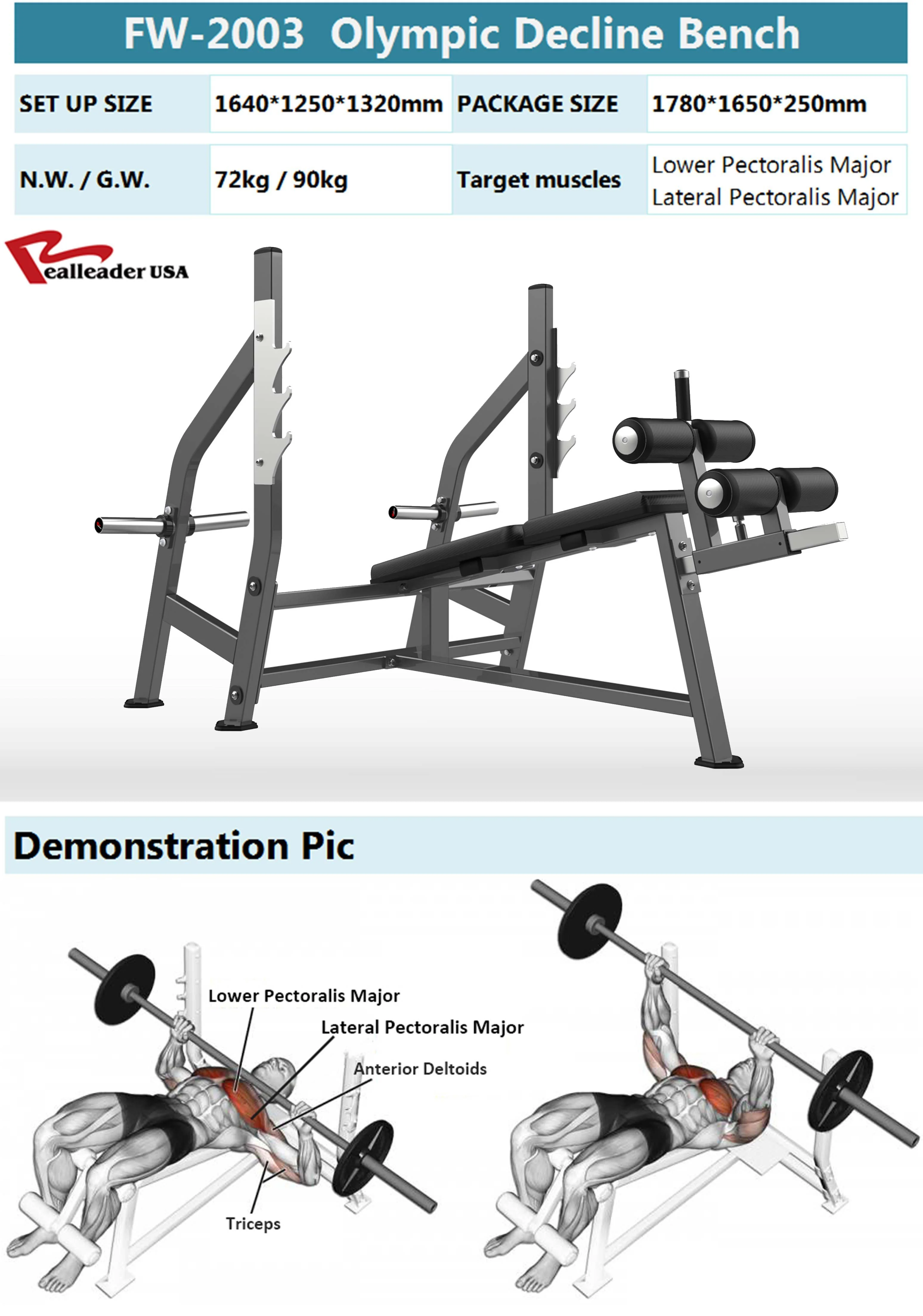 REALLEADER Olympic Decline Bench Black - Image 7
